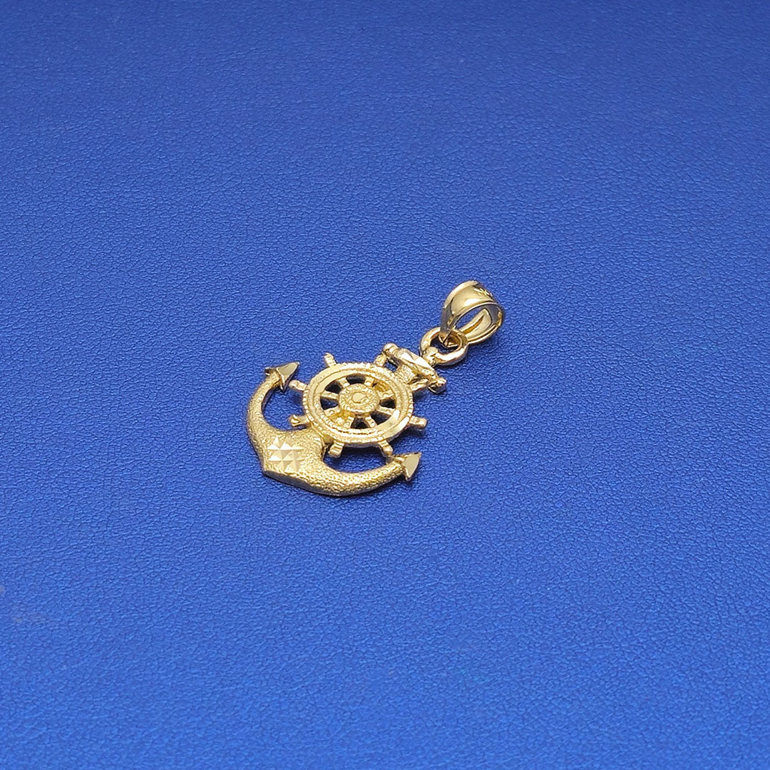 14k Anchor with Diamond Cut Pendant Side